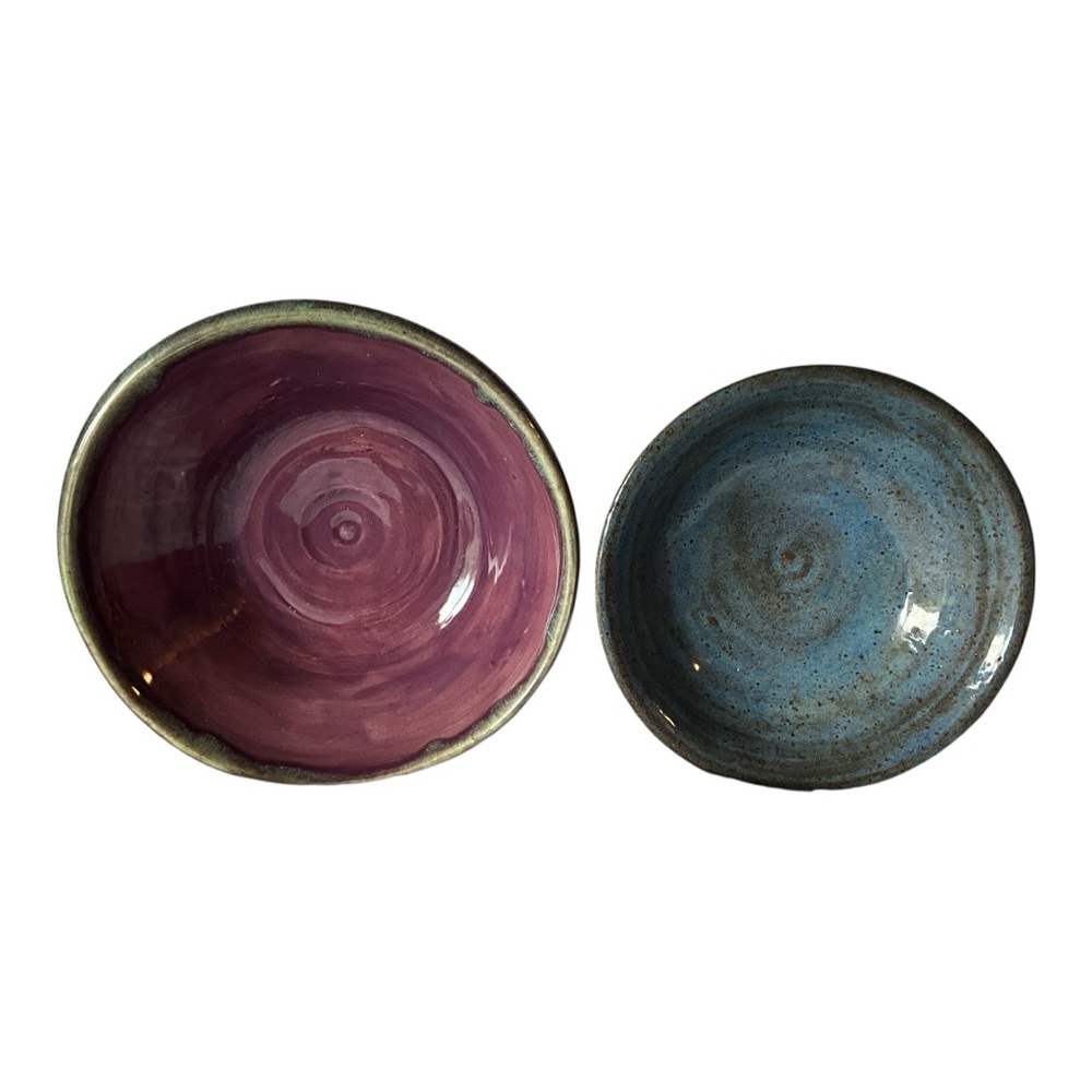 Handcrafted Ceramic Bowl Set - Purple and Blue